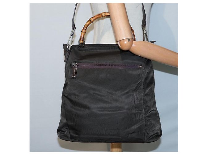 GUCCI Bamboo Handtasche Nylon 2way Khaki Auth ac3260 - Ansicht 25