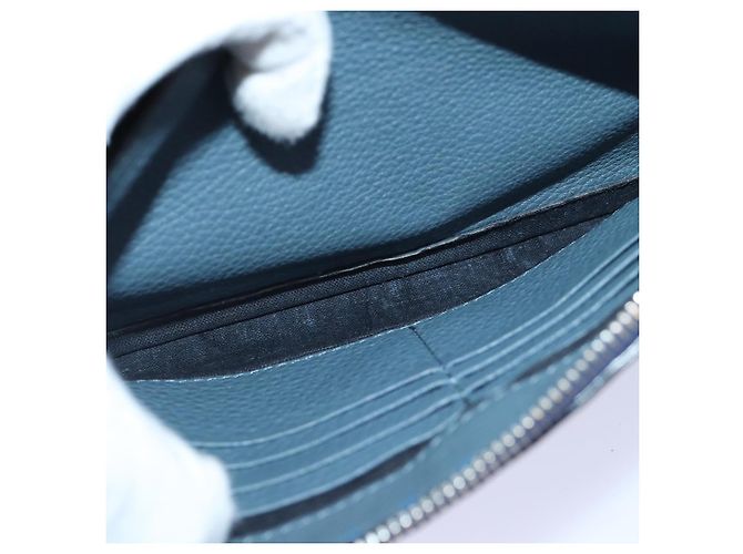 FENDI Clutch Tasche aus Leder Blau Silber Auth bs17465 - Ansicht 11