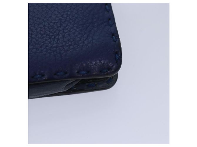 FENDI Clutch Tasche aus Leder Blau Silber Auth bs17465 - Ansicht 16