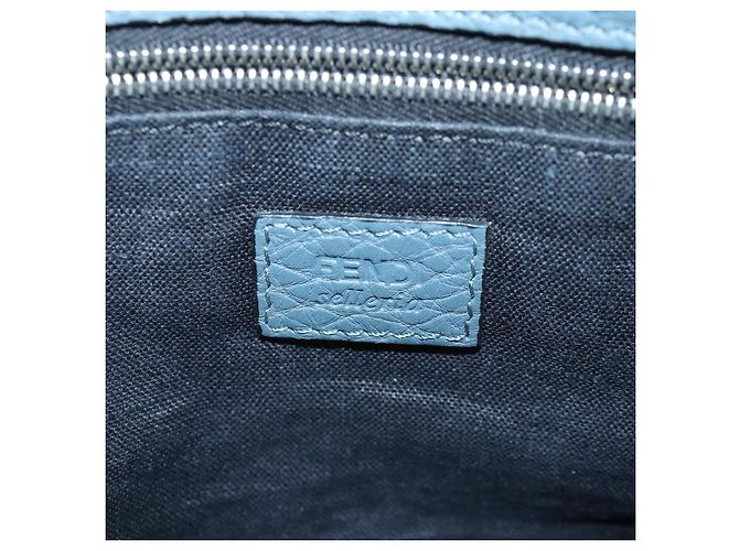 FENDI Clutch Tasche aus Leder Blau Silber Auth bs17465 - Ansicht 17
