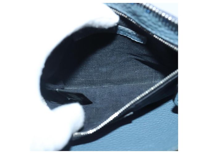 FENDI Clutch Tasche aus Leder Blau Silber Auth bs17465 - Ansicht 21