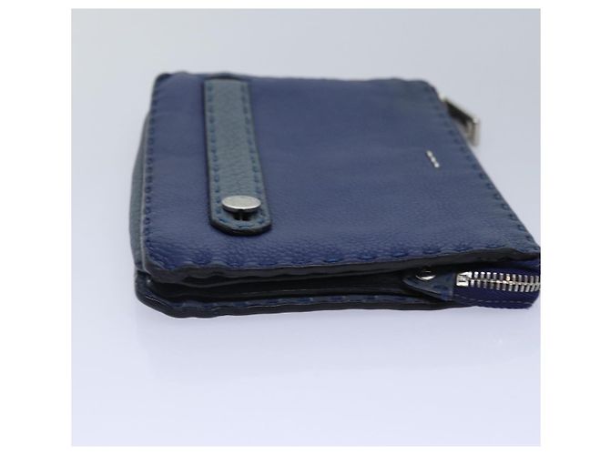 FENDI Clutch Tasche aus Leder Blau Silber Auth bs17465 - Ansicht 4