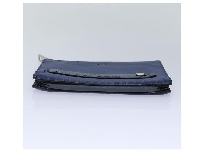 FENDI Clutch Tasche aus Leder Blau Silber Auth bs17465 - Ansicht 6