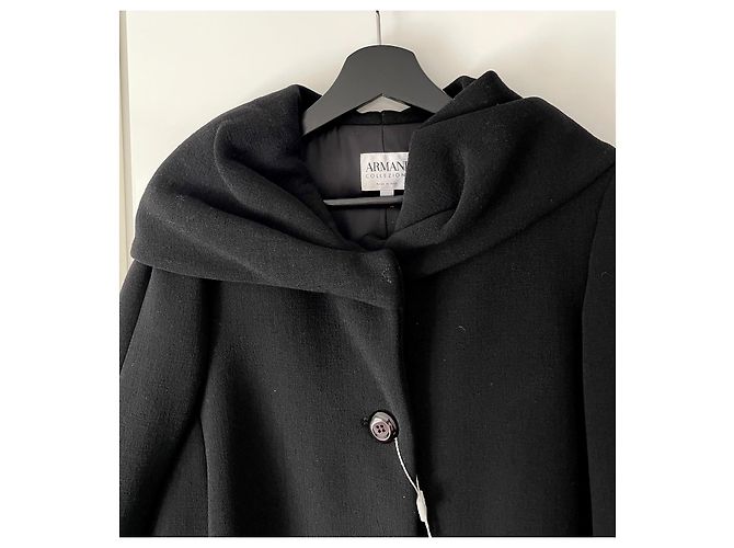 Abrigo Armani Collezioni de lana negra Talla 44 Negro - vista 2