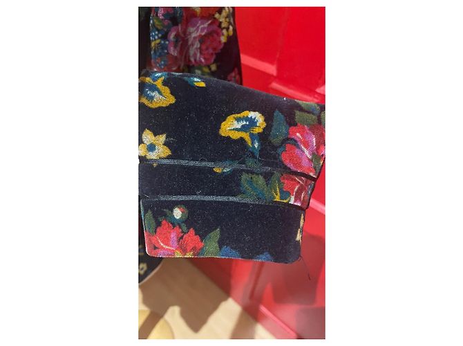 Kenzo Samtjacke Schwarz mit bunten Blumen Mehrfarben - Ansicht 4