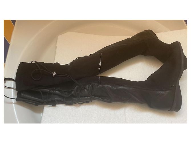Autre Marque Arche Overknee-Stiefel aus Leder und Nubuk Schwarz - Ansicht 5