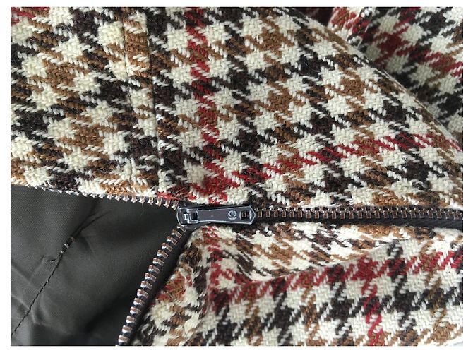 Falda Burberrys de lana marrón con estampado pata de gallo 36 Castaño - vista 4