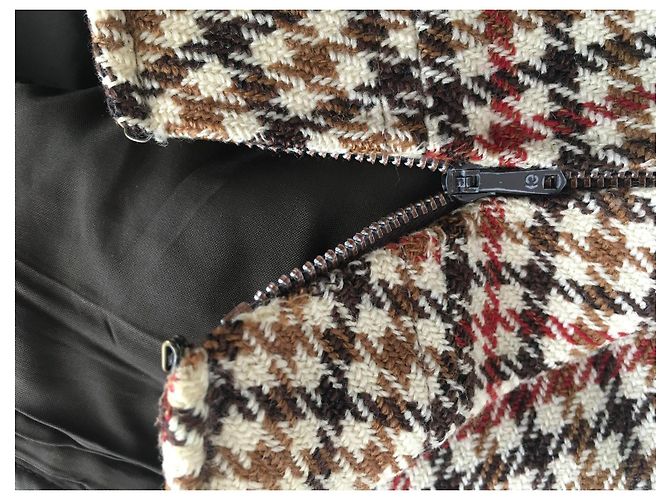 Falda Burberrys de lana marrón con estampado pata de gallo 36 Castaño - vista 5
