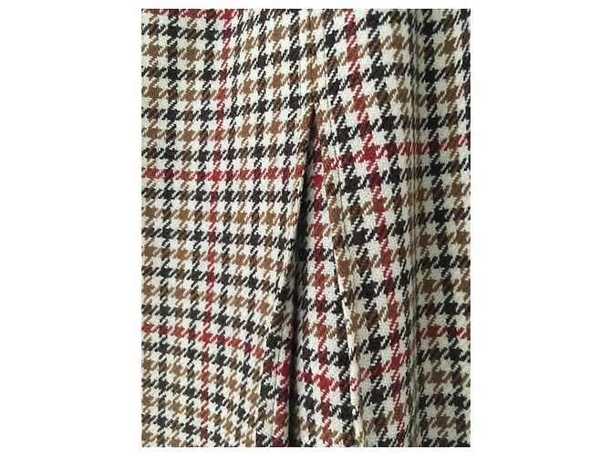 Falda Burberrys de lana marrón con estampado pata de gallo 36 Castaño - vista 9