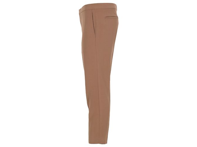 Pantalones rectos de cintura media Chloé en lana marrón - vista 2