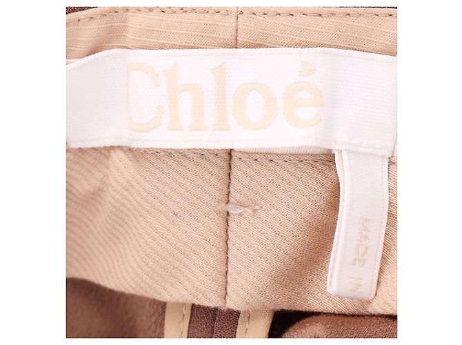 Pantalones rectos de cintura media Chloé en lana marrón - vista 4