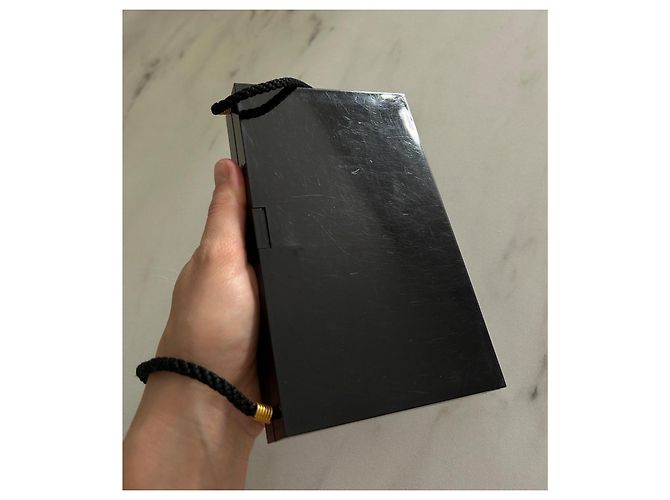 Clutch Opium Yves Saint Laurent in vernice nera e seta Nero - vista 12