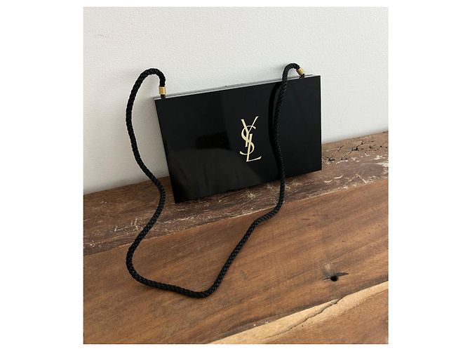 Clutch Opium Yves Saint Laurent in vernice nera e seta Nero - vista 2