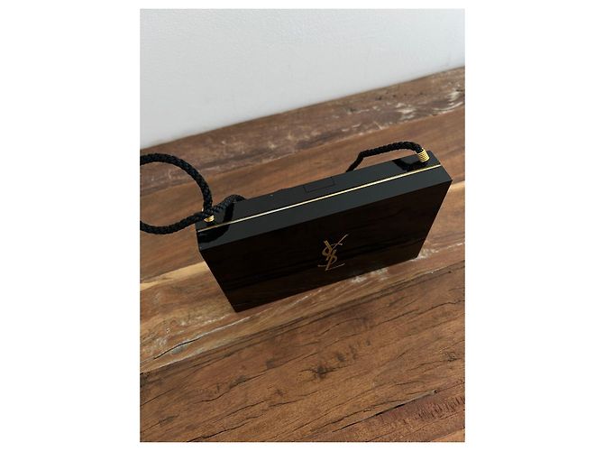 Clutch Opium Yves Saint Laurent in vernice nera e seta Nero - vista 4