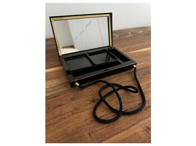 Clutch Opium Yves Saint Laurent in vernice nera e seta Nero - vista 5