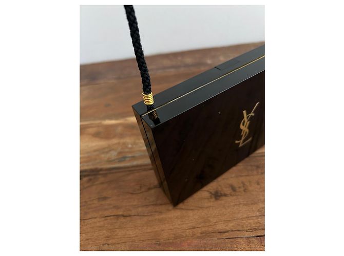 Clutch Opium Yves Saint Laurent in vernice nera e seta Nero - vista 9