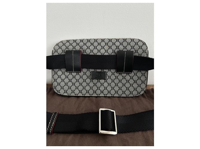 Céline Monogramm Gürteltasche Leder und Canvas Schwarz Grau - Ansicht 3