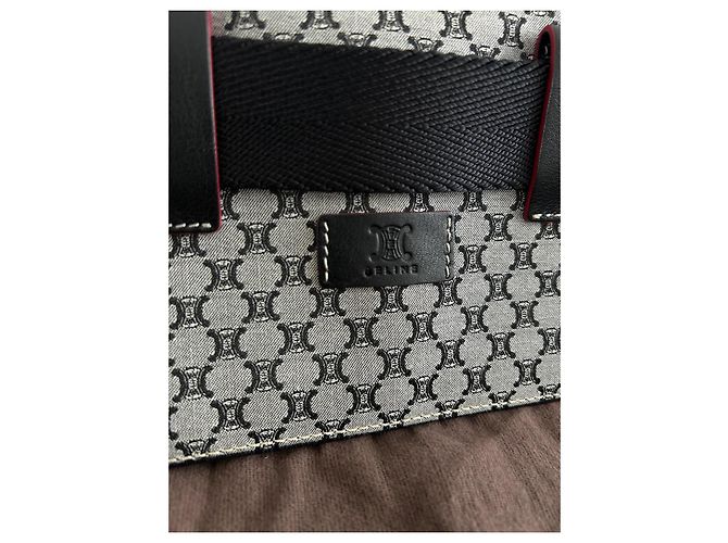 Céline Monogramm Gürteltasche Leder und Canvas Schwarz Grau - Ansicht 4