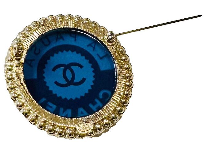 Spilla Chanel La Pausa in resina blu e oro Gold hardware - vista 7