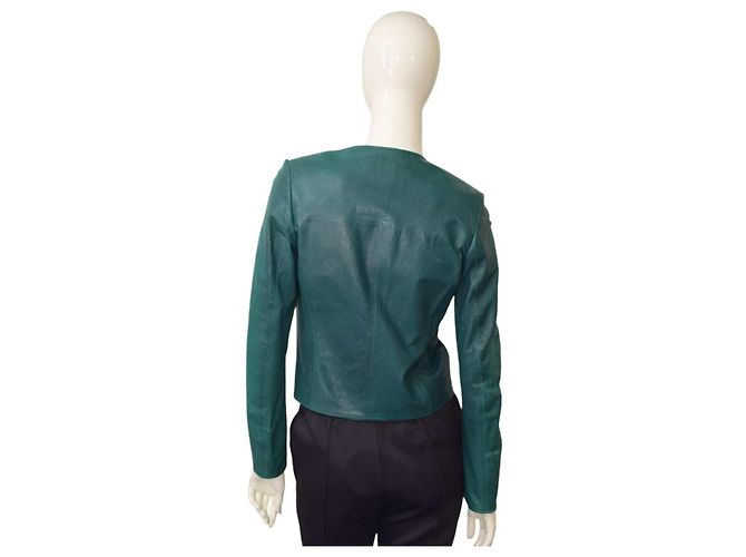 Autre Marque Giacca corta in pelle teal Jo Peters Blu - vista 2