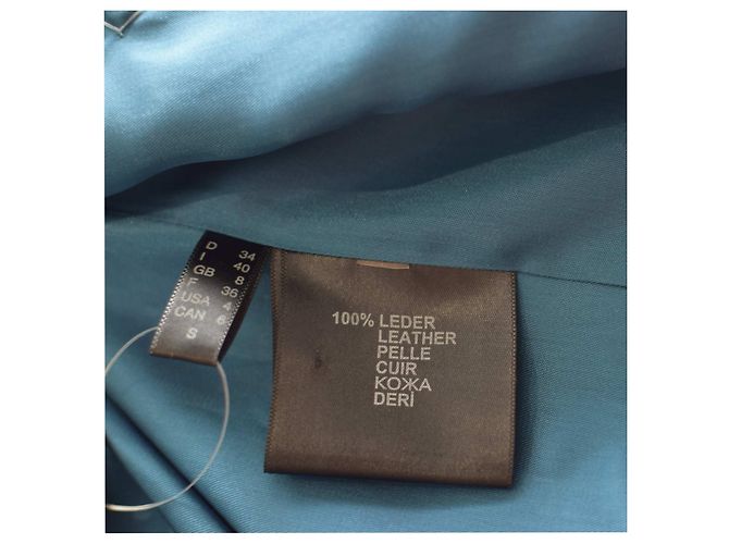 Autre Marque Giacca corta in pelle teal Jo Peters Blu - vista 3