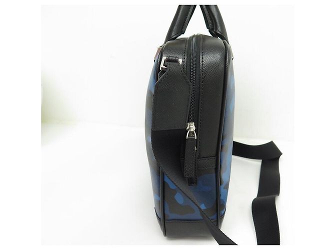 NEW MONTBLANC BAG DOCUMENT HOLDER IN BLUE CAMOUFLAGE LEATHER BRIEFCASE - view 4
