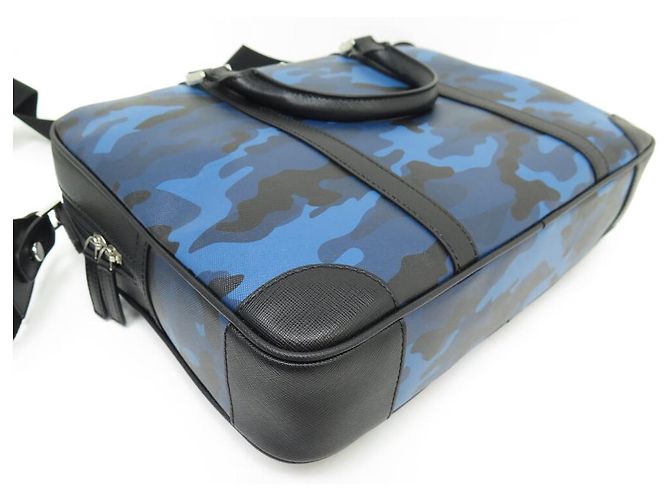 NEW MONTBLANC BAG DOCUMENT HOLDER IN BLUE CAMOUFLAGE LEATHER BRIEFCASE - view 5