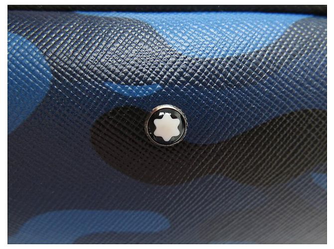NEW MONTBLANC BAG DOCUMENT HOLDER IN BLUE CAMOUFLAGE LEATHER BRIEFCASE - view 6