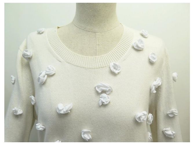 PULL CHANEL CAMELIAS P58855K07731 38 M AUS CASHMERE ECRU SWEATER Roh - Ansicht 2