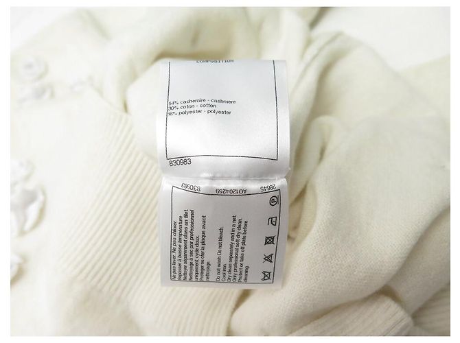 PULL CHANEL CAMELIAS P58855K07731 38 M AUS CASHMERE ECRU SWEATER Roh - Ansicht 7