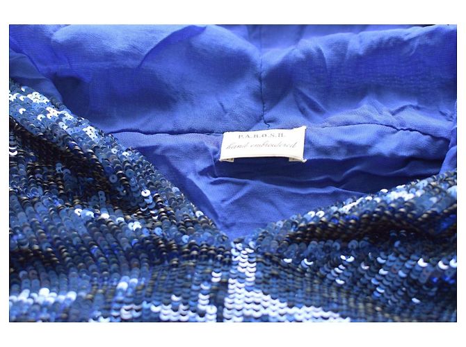 Parosh P.A.R.O.S.H. Blusa blu con paillettes e cappuccio - vista 3