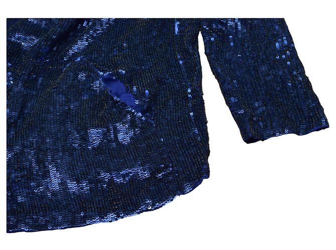 Parosh P.A.R.O.S.H. Blusa blu con paillettes e cappuccio - vista 5