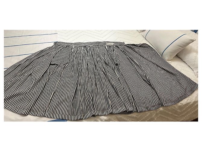 Completo Gonna e Camicia Christian Dior in Seta a Righe Nero Bianco - vista 11