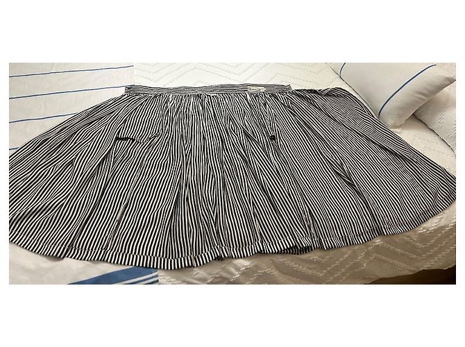 Completo Gonna e Camicia Christian Dior in Seta a Righe Nero Bianco - vista 12