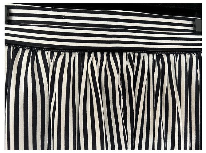 Completo Gonna e Camicia Christian Dior in Seta a Righe Nero Bianco - vista 14