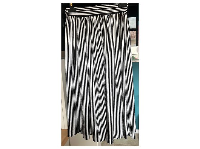 Completo Gonna e Camicia Christian Dior in Seta a Righe Nero Bianco - vista 7