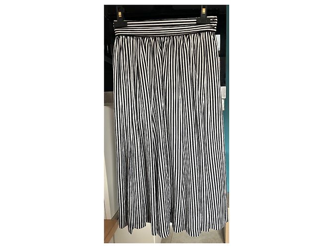 Completo Gonna e Camicia Christian Dior in Seta a Righe Nero Bianco - vista 8