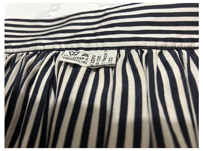 Completo Gonna e Camicia Christian Dior in Seta a Righe Nero Bianco - vista 9