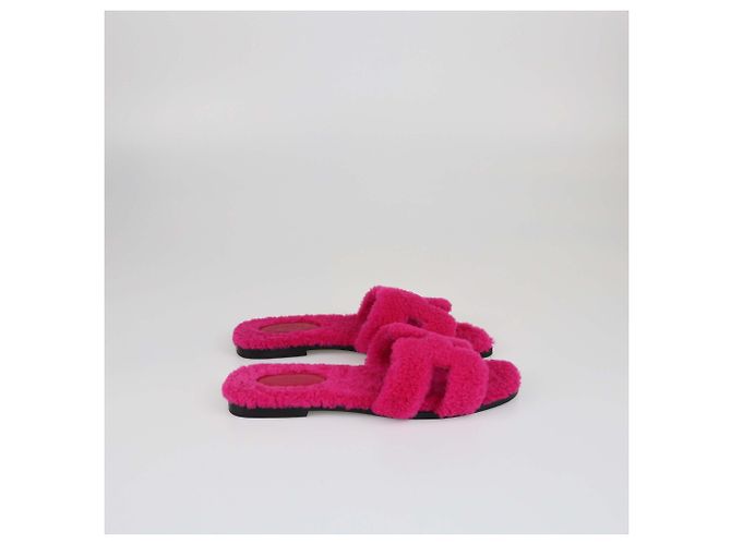 Hermès Hermes Pink Shearling Oran Flachschuhe - Ansicht 2