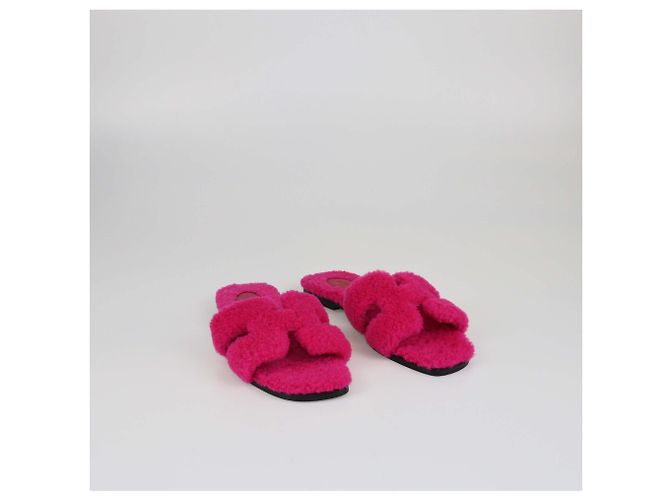 Hermès Hermes Pink Shearling Oran Flachschuhe - Ansicht 3