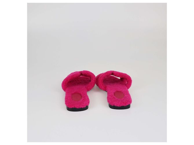 Hermès Hermes Pink Shearling Oran Flachschuhe - Ansicht 4