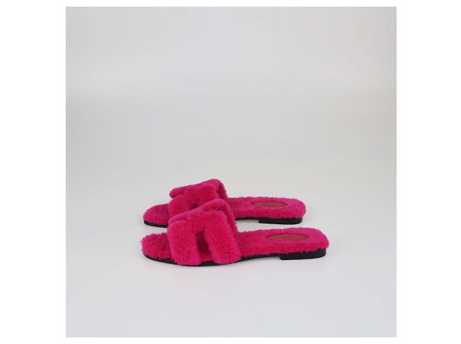 Hermès Hermes Pink Shearling Oran Flachschuhe - Ansicht 5