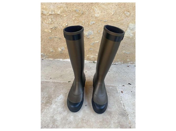 Botas de goma Chanel kaki talla 40 Caqui - vista 2