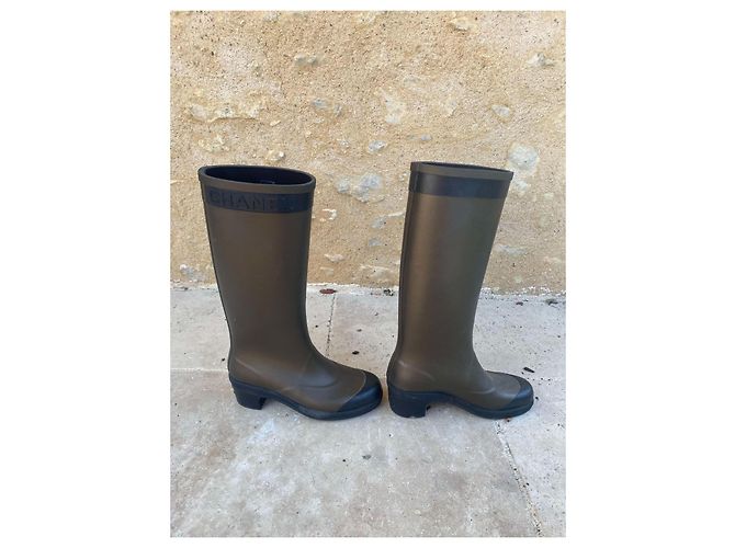 Botas de goma Chanel kaki talla 40 Caqui - vista 3