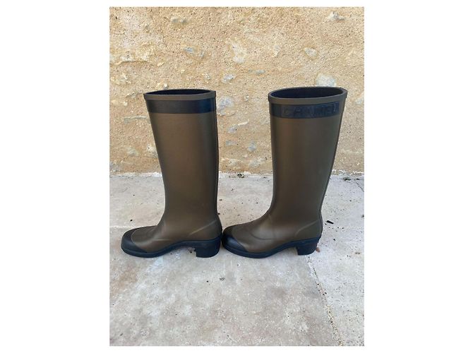 Botas de goma Chanel kaki talla 40 Caqui - vista 4