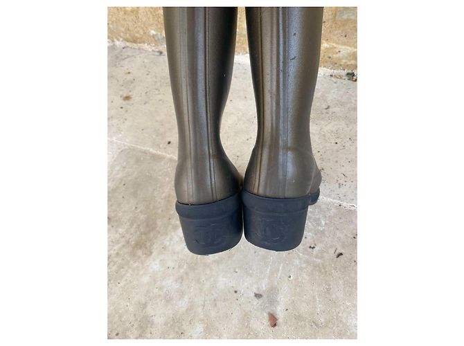 Botas de goma Chanel kaki talla 40 Caqui - vista 5