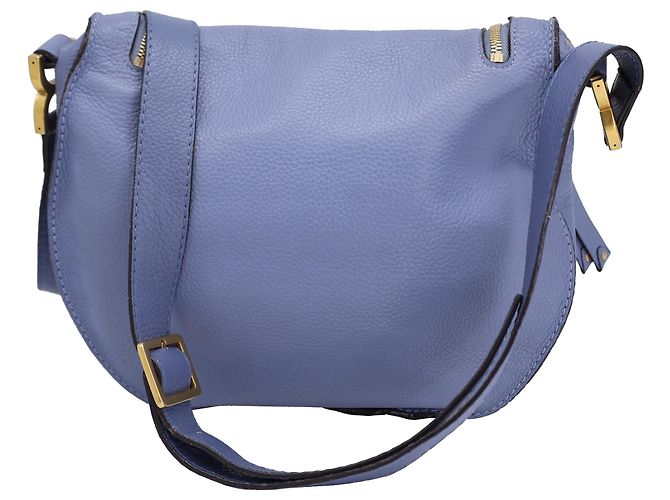 Borsa a tracolla Marcie Medium Chloé in pelle blu grana - vista 5