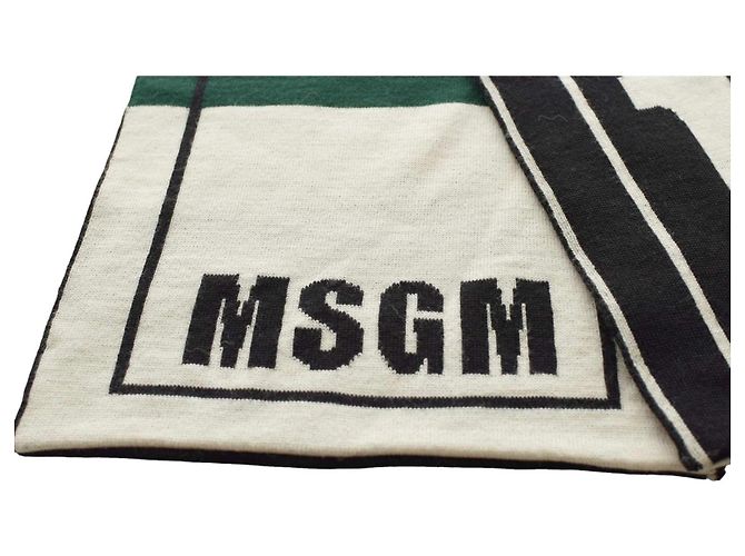 Cachecol longo de malha dupla face Msgm Preto Branco Multicor - vista 5