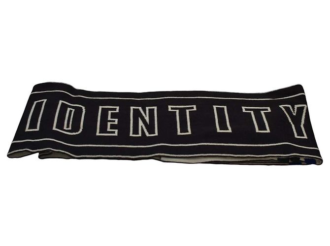 Cachecol longo de malha dupla face Msgm Preto Branco Multicor - vista 7