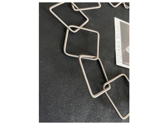 Autre Marque Collana Girocollo La Mollla con Maglie Quadrate in Acciaio Argento - vista 8